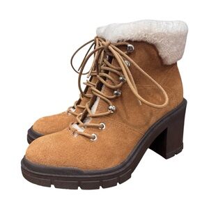 Marc Fisher LTD Mlvacinta Leather Shearling Heel Booties Women's Size 9.5 NWOB